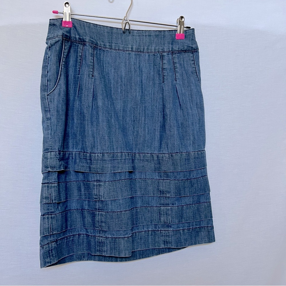 Christiana Zinn Tiered Blue Denim Preppy Skirt.  Size 4